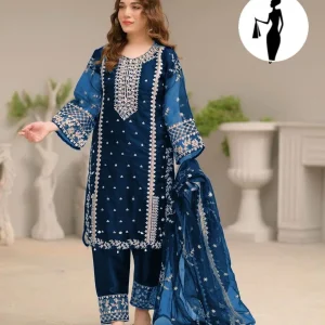 3 Pcs Women's Stitched Embroidered Suit